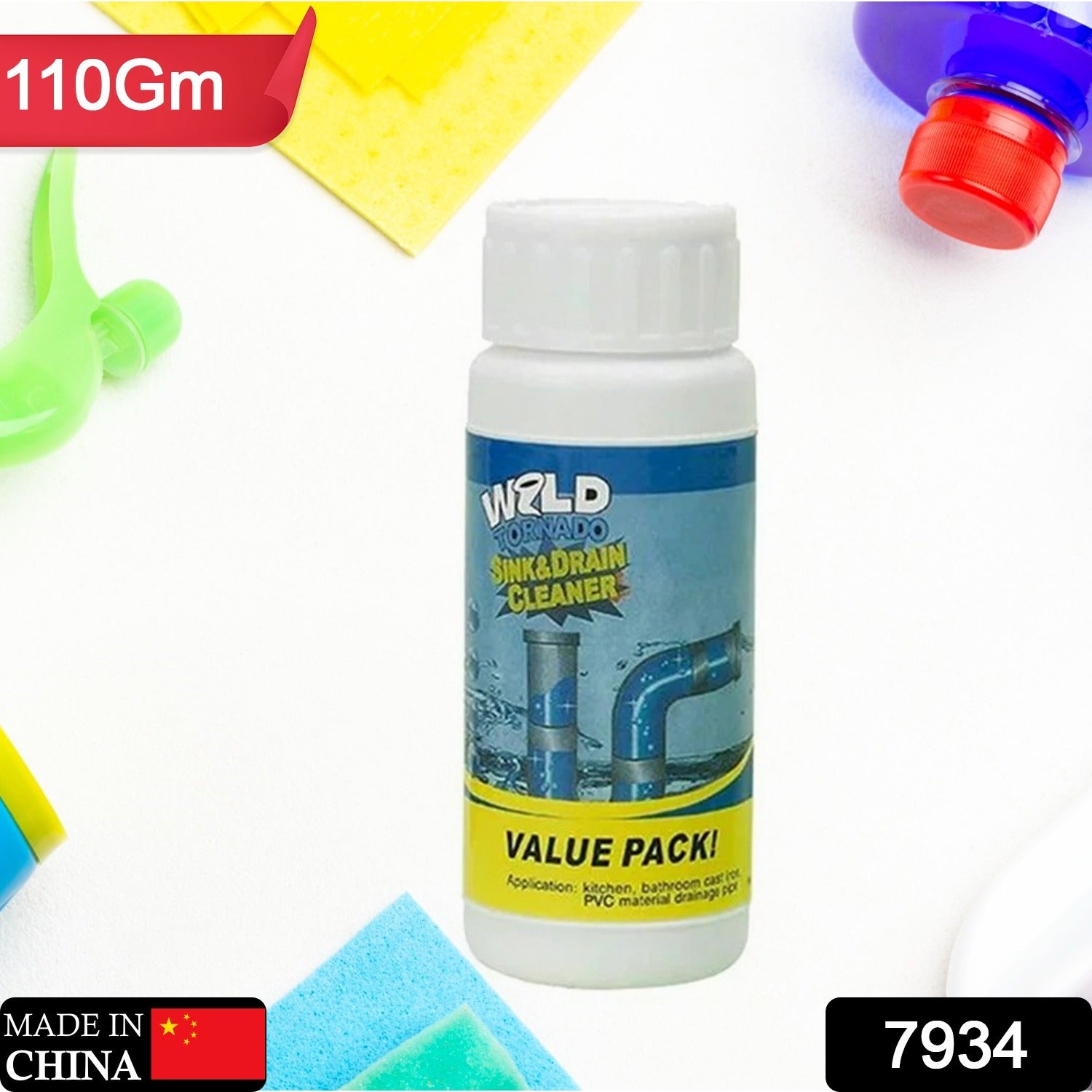 Chemical powder for removing clogs from pipes and drains. Chemical powder for removing clogs from pipes and drains.